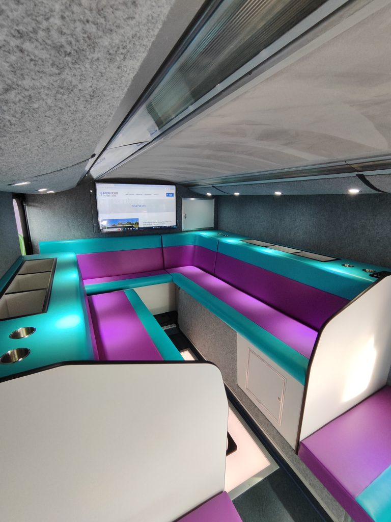 Charity bus seating area